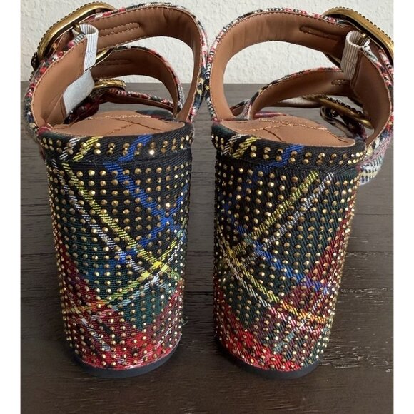 Kurt Geiger London MAYFAIR PLATFORM MULE HEEL Size 36 US 6 Plaid Rhinestone READ - Picture 6 of 15